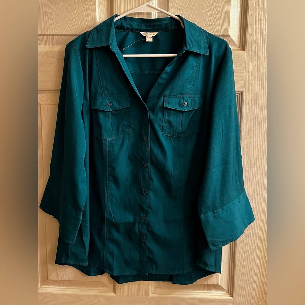CATO~DEEP TEAL BLOUSE~NWOT~14-16W